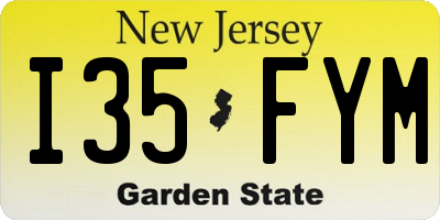 NJ license plate I35FYM