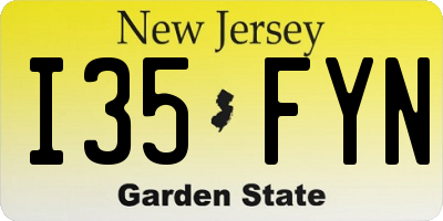 NJ license plate I35FYN