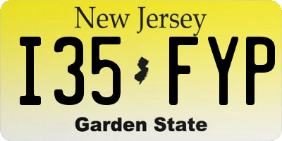 NJ license plate I35FYP