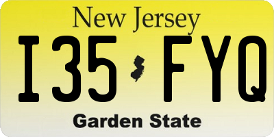 NJ license plate I35FYQ