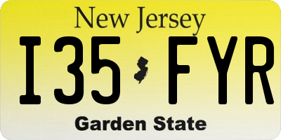 NJ license plate I35FYR