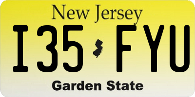NJ license plate I35FYU