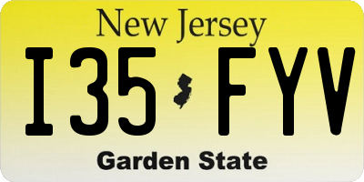 NJ license plate I35FYV