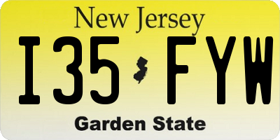 NJ license plate I35FYW