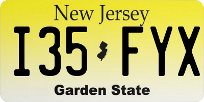 NJ license plate I35FYX
