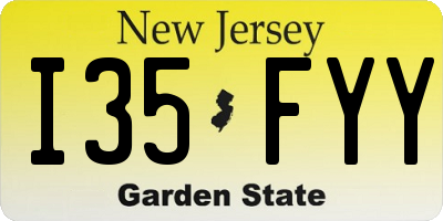 NJ license plate I35FYY