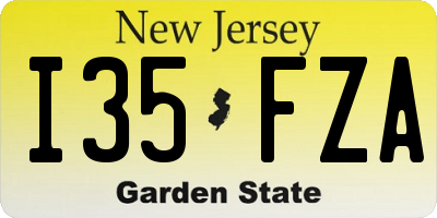 NJ license plate I35FZA