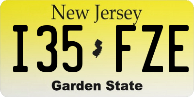 NJ license plate I35FZE