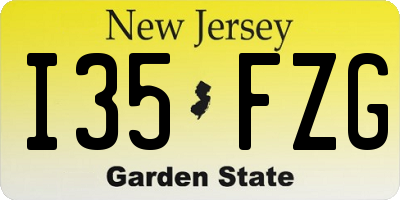 NJ license plate I35FZG