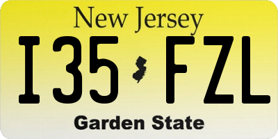 NJ license plate I35FZL