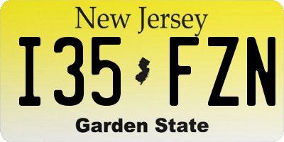 NJ license plate I35FZN