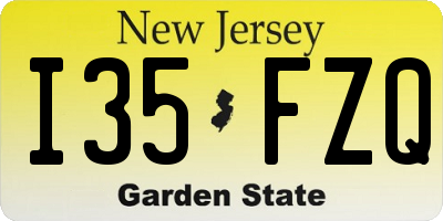 NJ license plate I35FZQ