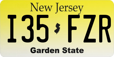 NJ license plate I35FZR