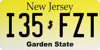 NJ license plate I35FZT