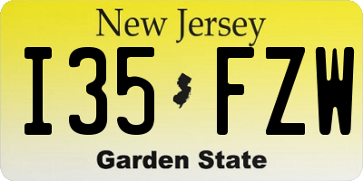 NJ license plate I35FZW