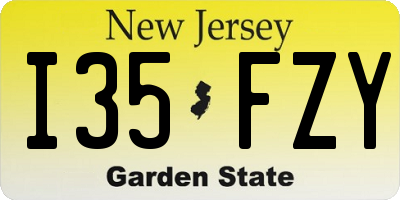 NJ license plate I35FZY