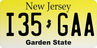 NJ license plate I35GAA
