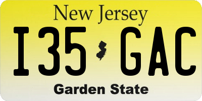 NJ license plate I35GAC