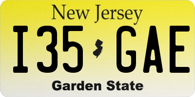 NJ license plate I35GAE