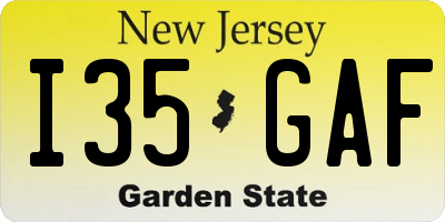 NJ license plate I35GAF