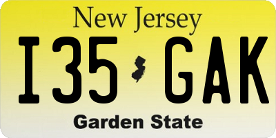 NJ license plate I35GAK