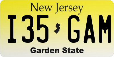 NJ license plate I35GAM