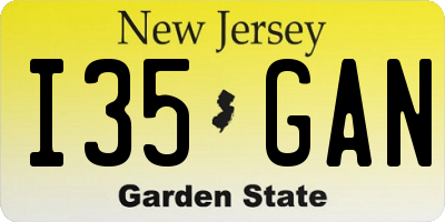 NJ license plate I35GAN