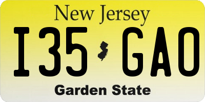 NJ license plate I35GAO