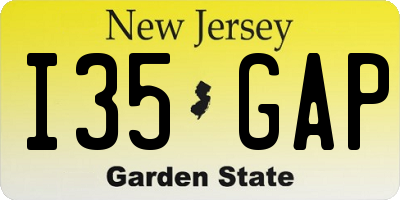 NJ license plate I35GAP