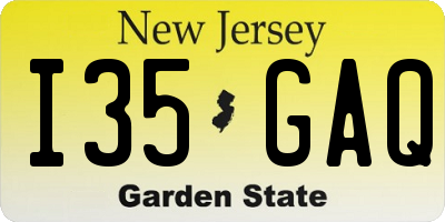 NJ license plate I35GAQ