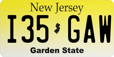 NJ license plate I35GAW
