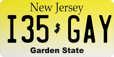 NJ license plate I35GAY