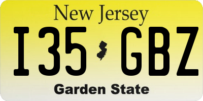 NJ license plate I35GBZ