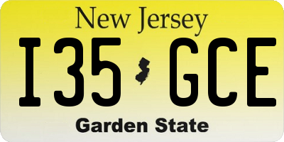 NJ license plate I35GCE