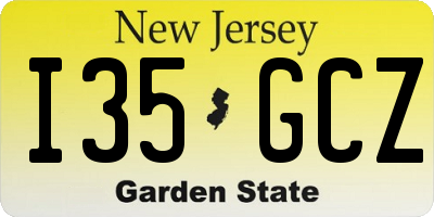 NJ license plate I35GCZ