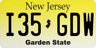 NJ license plate I35GDW