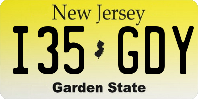 NJ license plate I35GDY