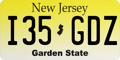 NJ license plate I35GDZ