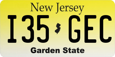 NJ license plate I35GEC