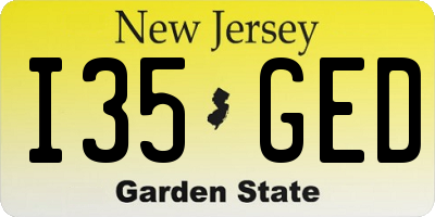NJ license plate I35GED