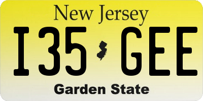 NJ license plate I35GEE