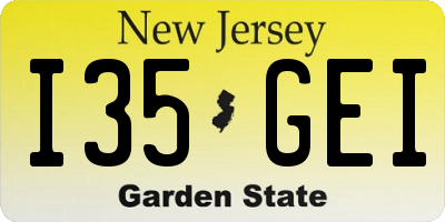 NJ license plate I35GEI