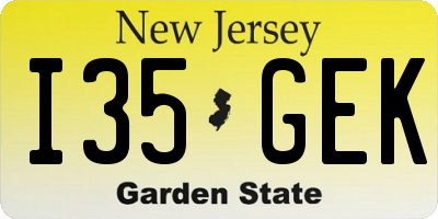NJ license plate I35GEK