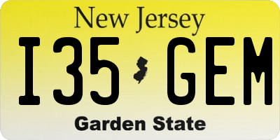 NJ license plate I35GEM