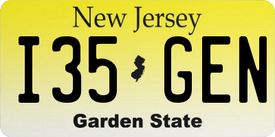 NJ license plate I35GEN