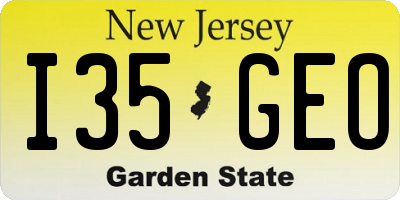 NJ license plate I35GEO