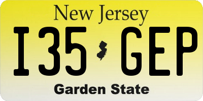 NJ license plate I35GEP
