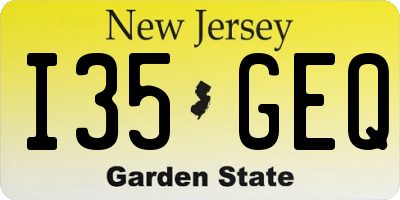 NJ license plate I35GEQ