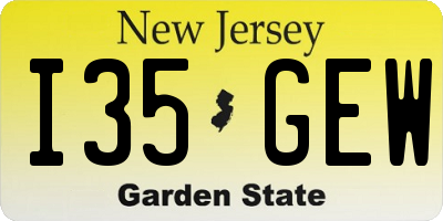 NJ license plate I35GEW