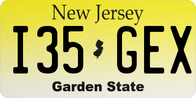 NJ license plate I35GEX